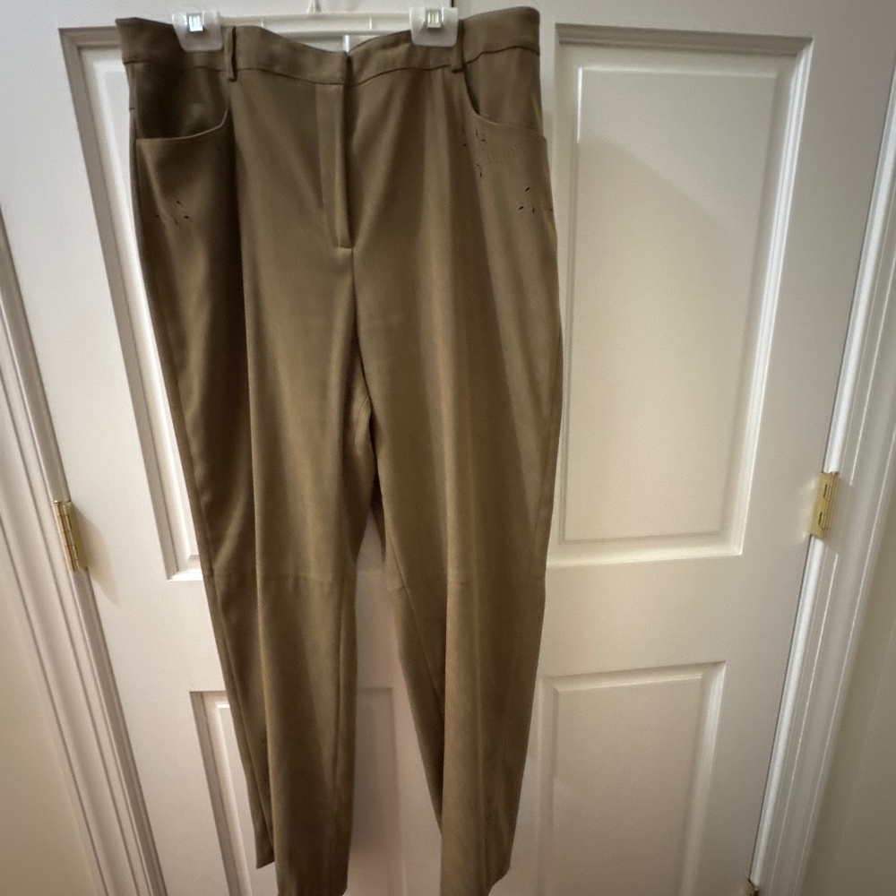 Talbots Size 14 Pants Faux Suede Die Cut brown career Wear